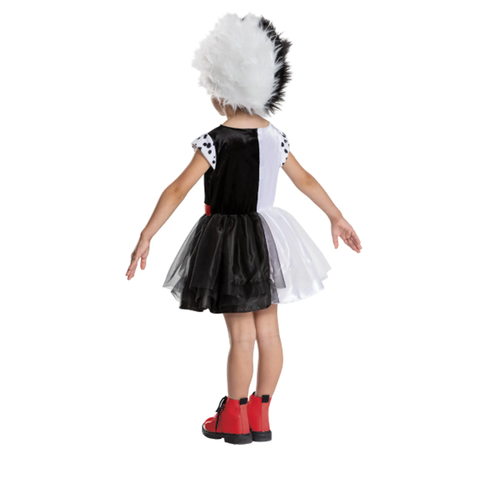 101 Dalmatians Cruella Classic Costume for Toddlers, Disney, White, Black and Red Dress