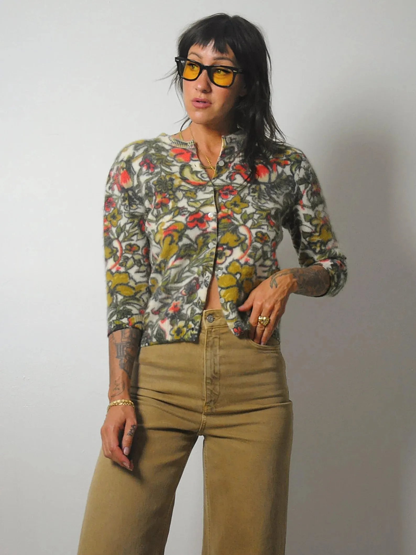 1960's Floral Cashmere Cardigan