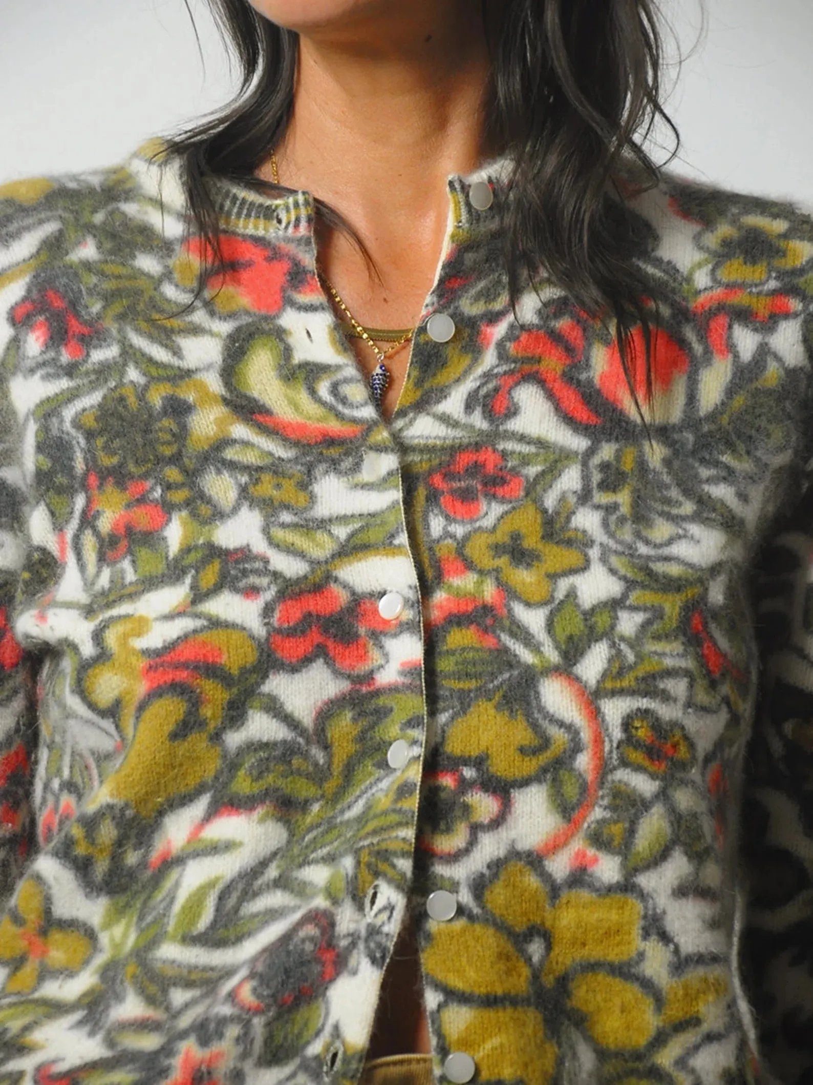 1960's Floral Cashmere Cardigan