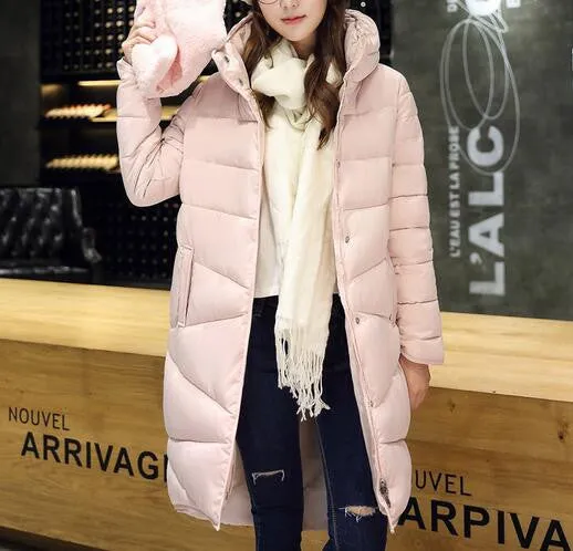 2017 Winter New Fashion Long Coat Slim Thickened Turtleneck Warm Jacket Cotton Padded Zipper Plus Size Outwear Casacos 4 Colors