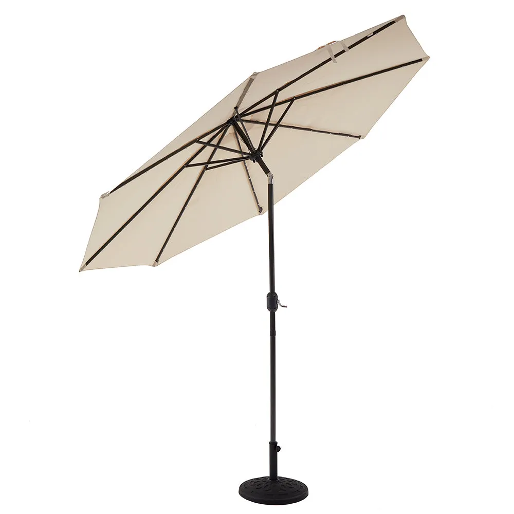 3M LED Light Aluminium Frame Garden Parasol with Tilt Crank , Beige