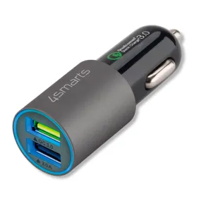 4smarts Rapid 18W QC Hurtig Biloplader - 2 x USB-A - Grå