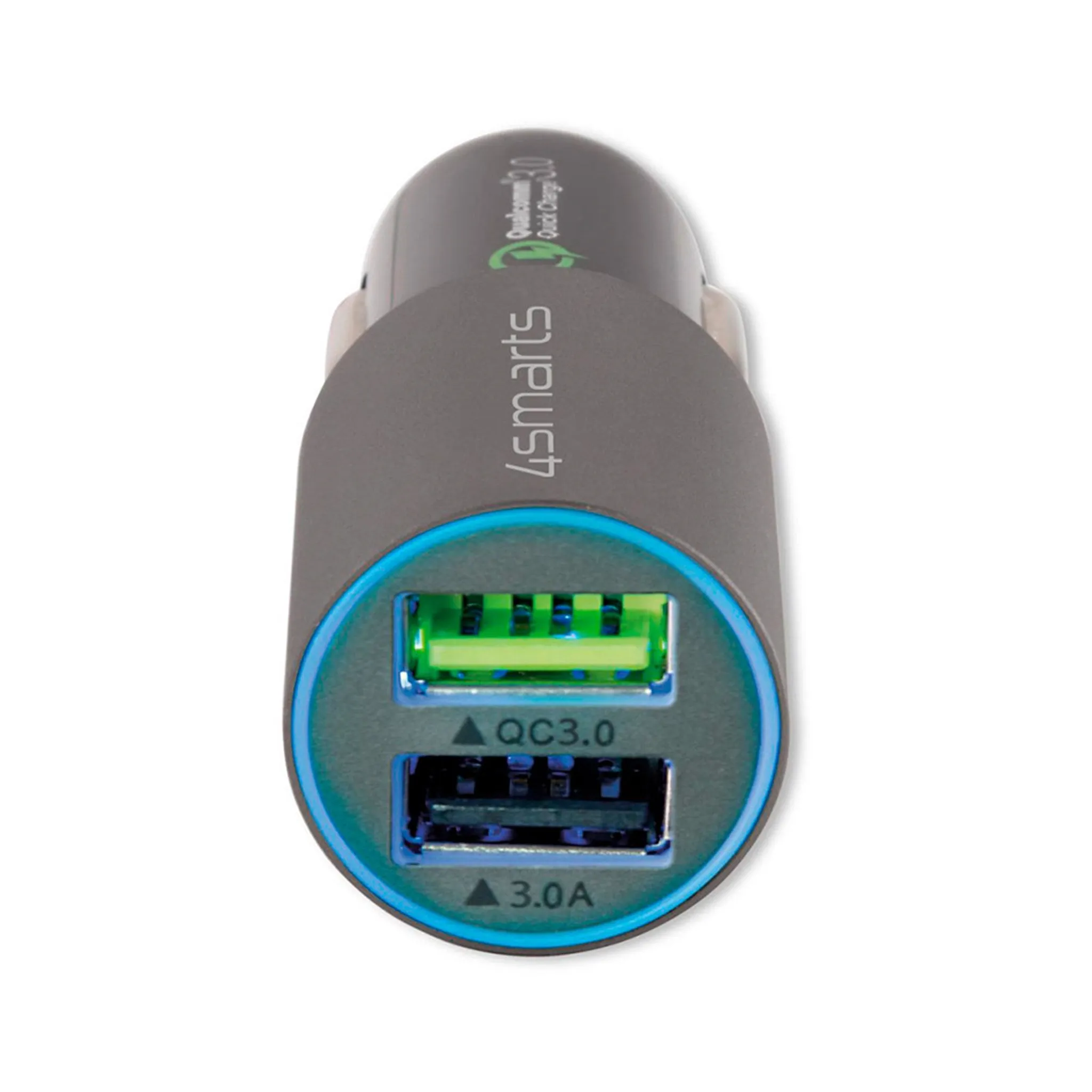 4smarts Rapid 18W QC Hurtig Biloplader - 2 x USB-A - Grå