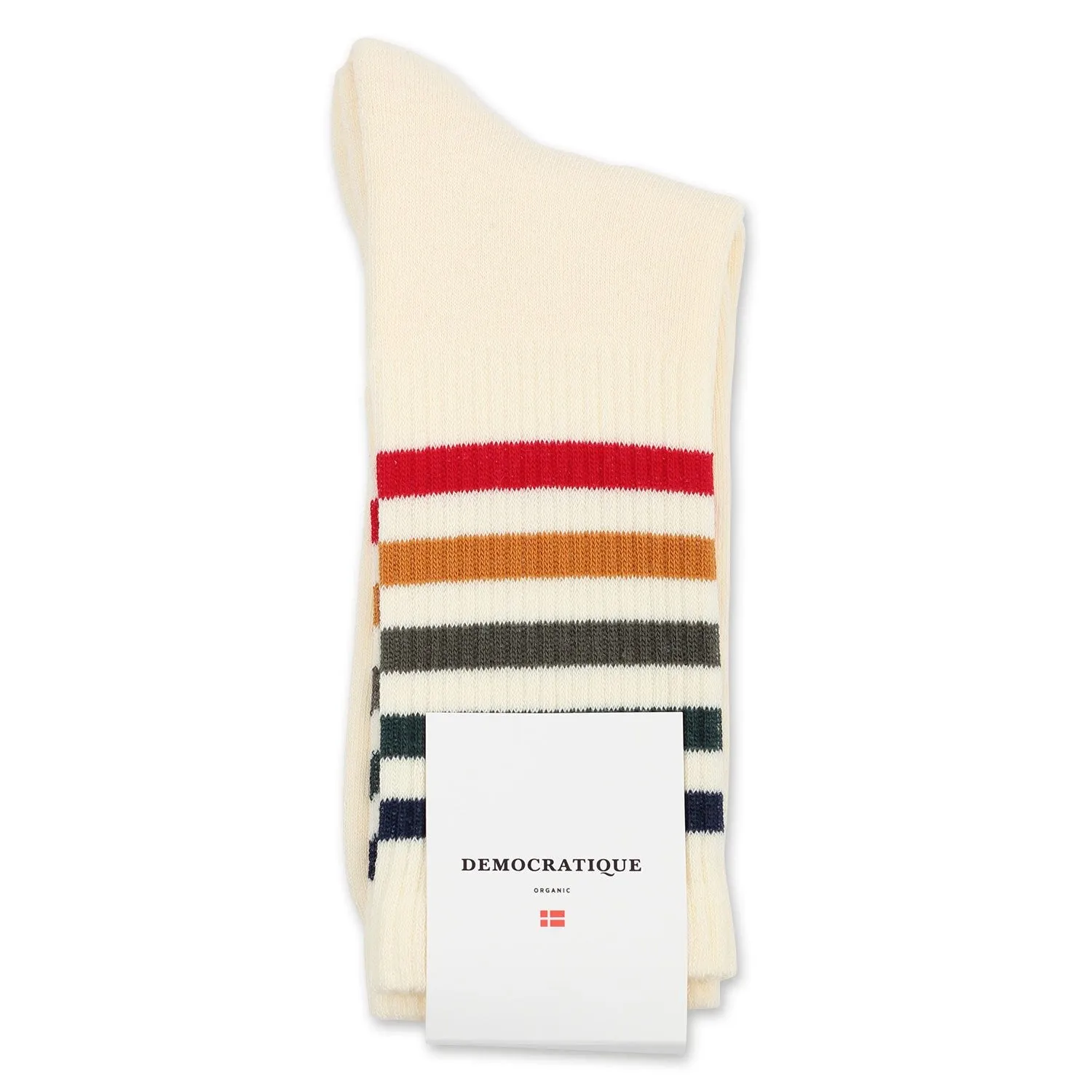 6-pack Athletique Classique Super Stripes Socks Off White / Navy / Forrest Green / Army / Honey / Mailbox Red