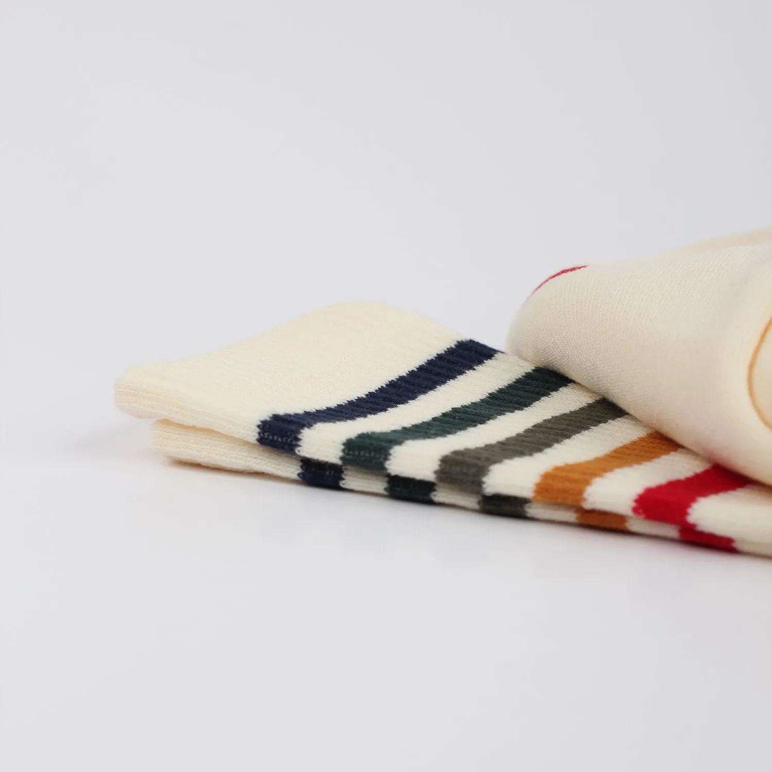 6-pack Athletique Classique Super Stripes Socks Off White / Navy / Forrest Green / Army / Honey / Mailbox Red