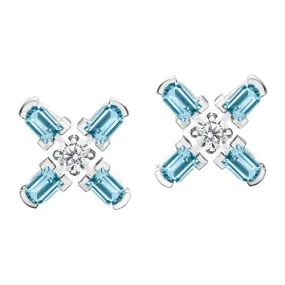 Arch Florale MM Stud Earrings, 18k White Gold with DAVIDOR Arch Cut Aquamarines and Brilliant Diamonds