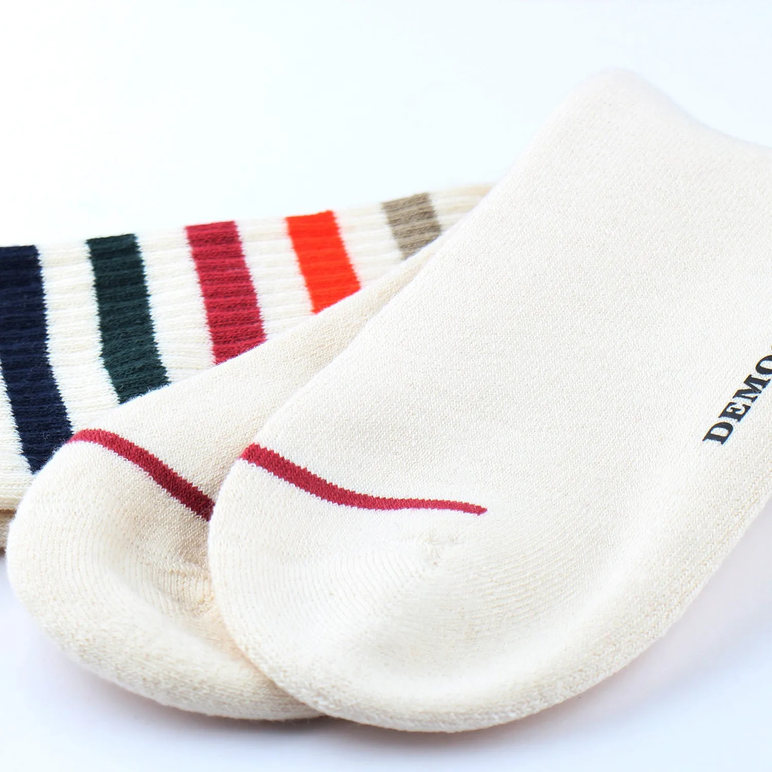 Athletique Classique Super Stripes Socks Off White / Navy / Forrest Green / Light Rosso / Okker Orange / Rough Sand