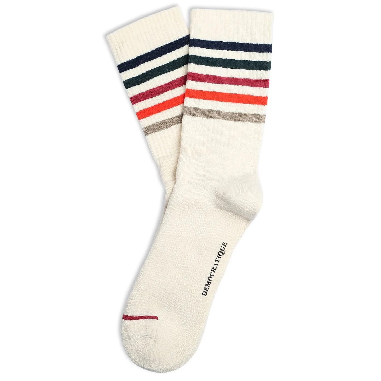 Athletique Classique Super Stripes Socks Off White / Navy / Forrest Green / Light Rosso / Okker Orange / Rough Sand