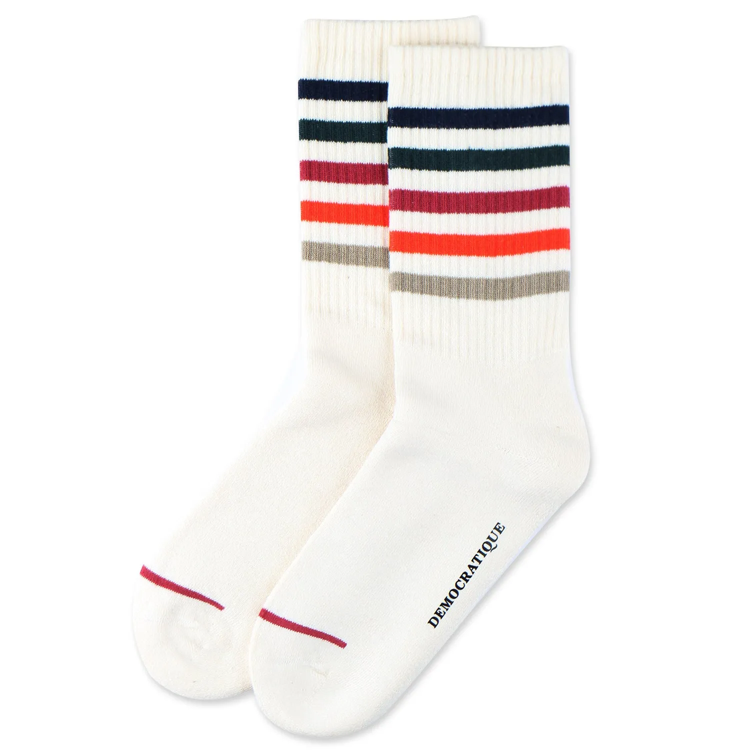 Athletique Classique Super Stripes Socks Off White / Navy / Forrest Green / Light Rosso / Okker Orange / Rough Sand