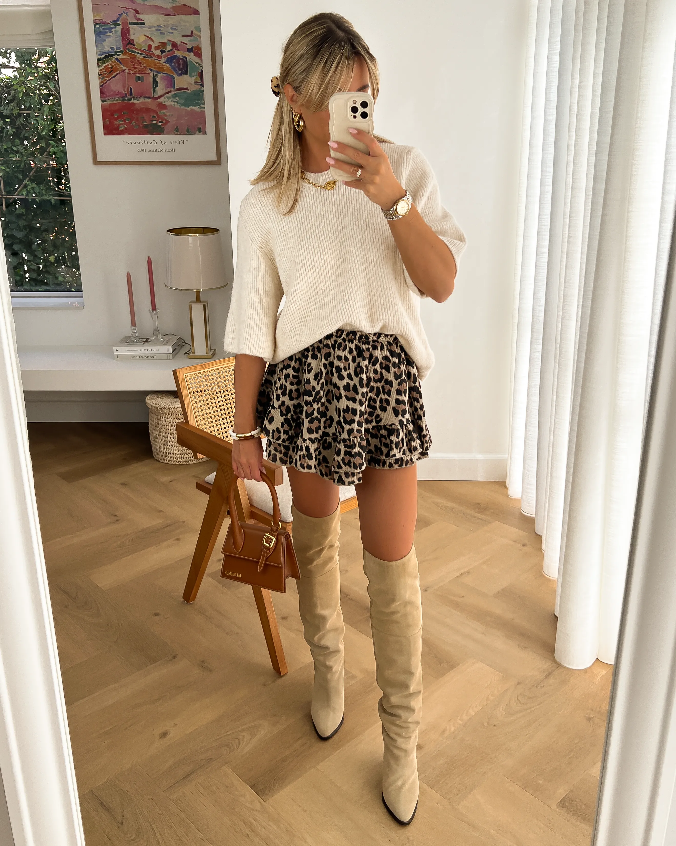 AUDREY - Mousseline Ruffle Skort in Leopard