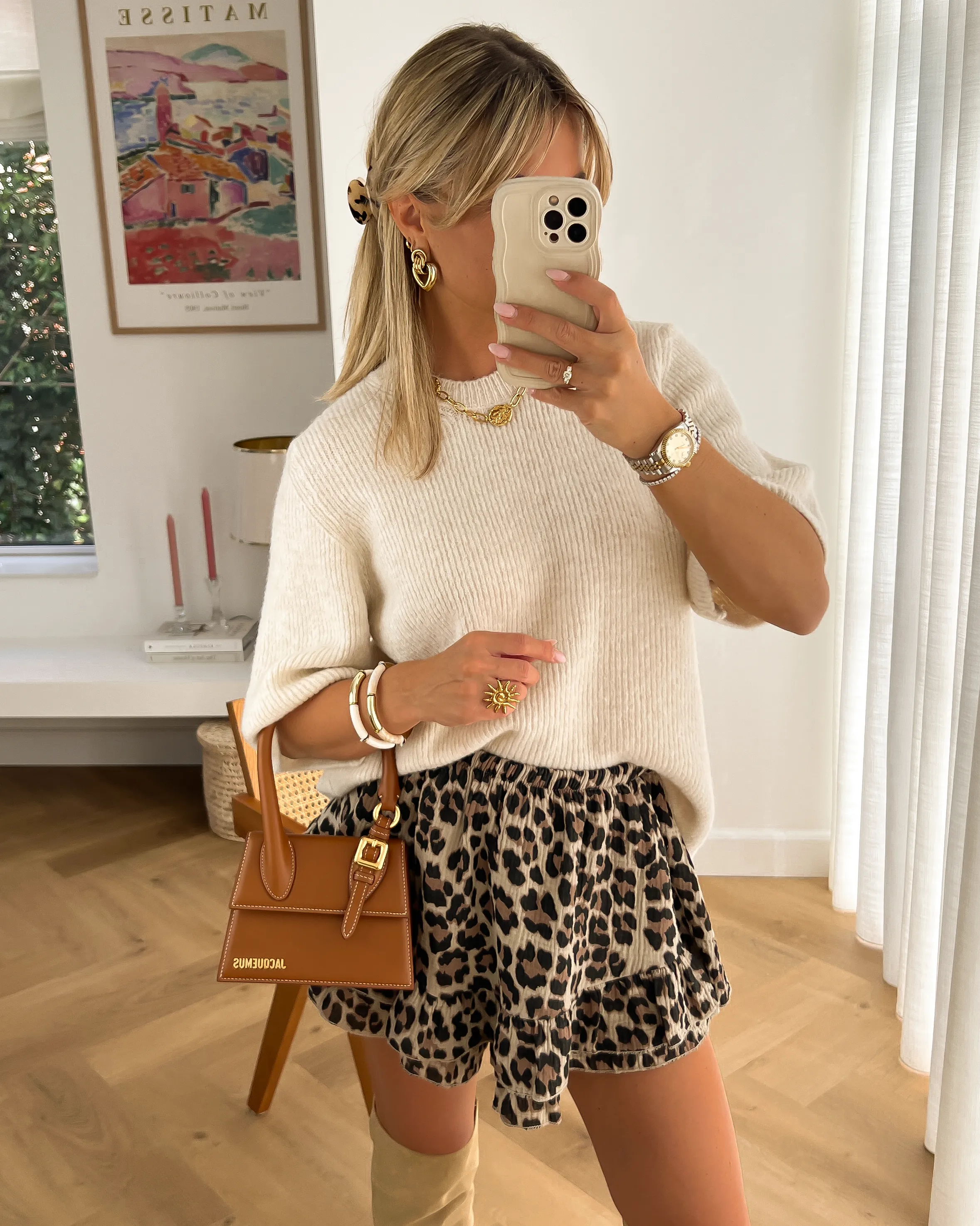 AUDREY - Mousseline Ruffle Skort in Leopard