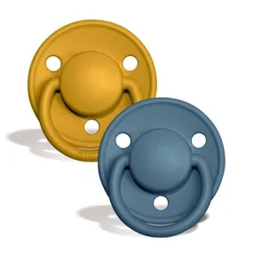 BIBS De Lux Silicone Pacifier 2 Pack - Mustard/Petrol