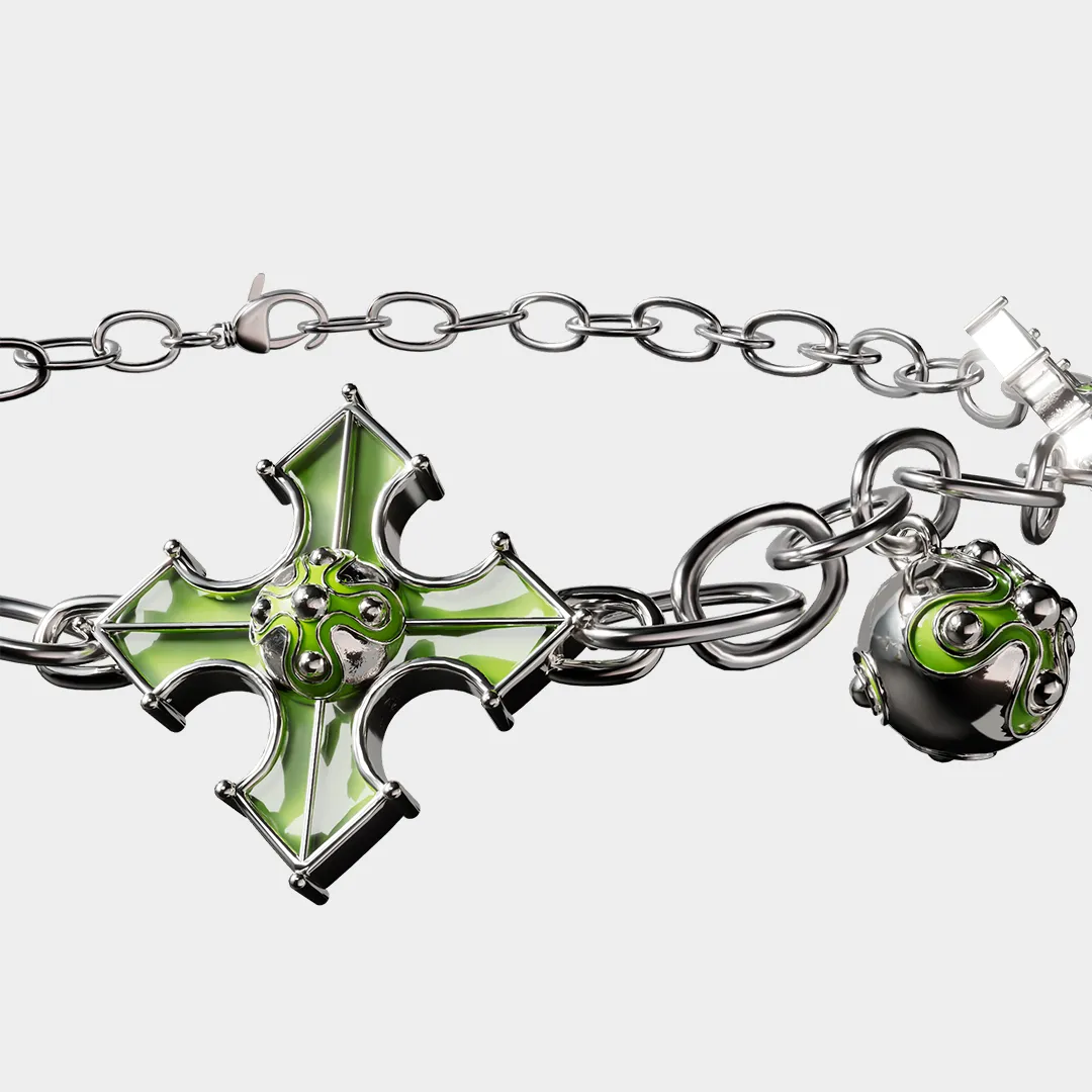 Crucifix - Green Necklace