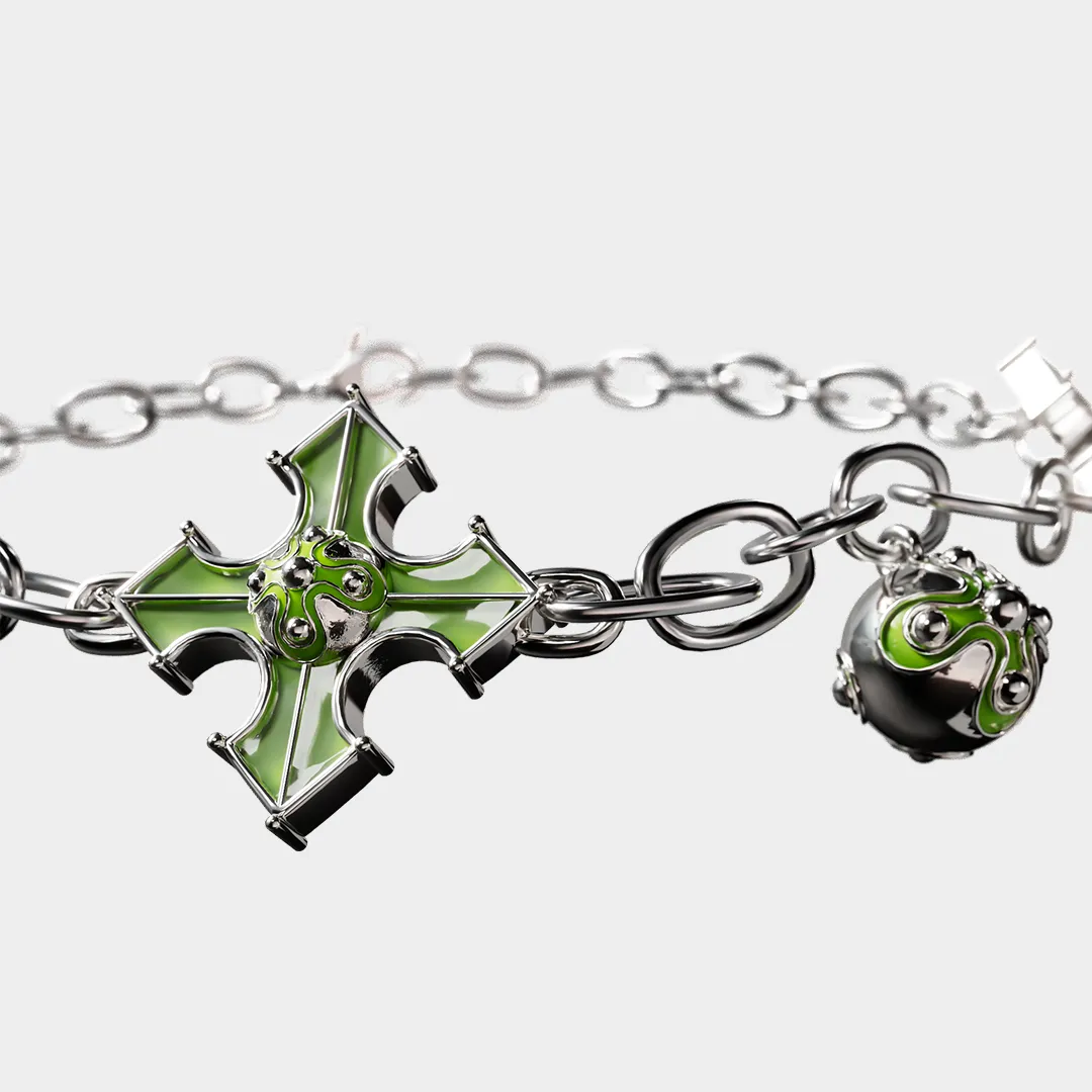 Crucifix - Green Necklace