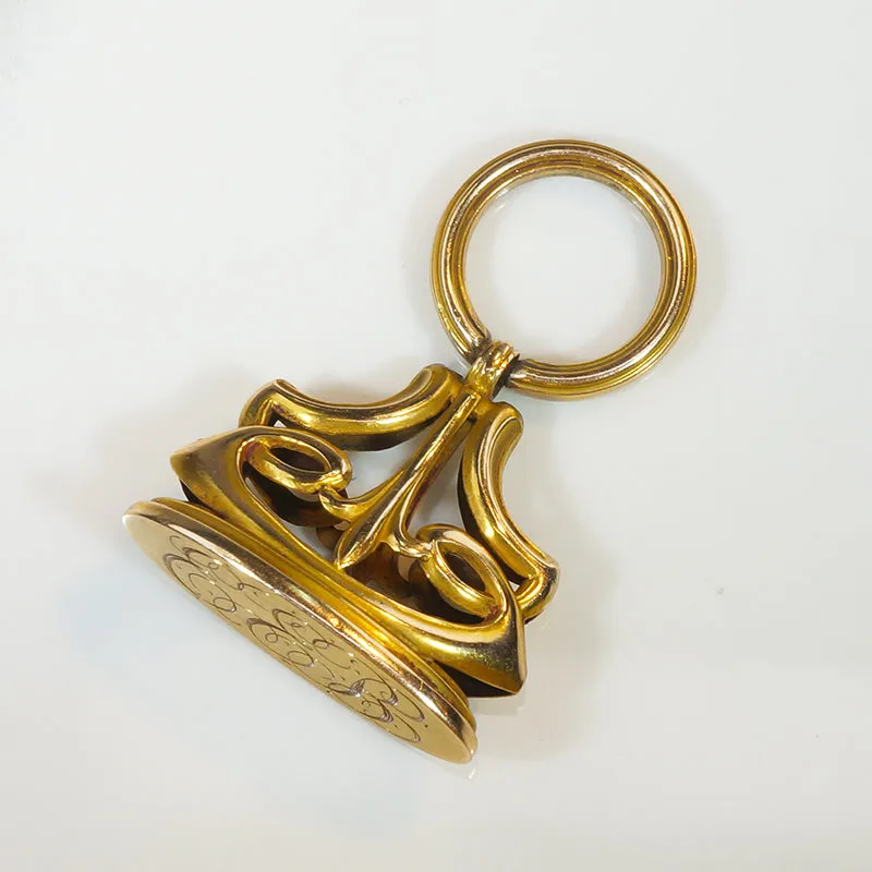 Decadent Fin de Siècle Art Nouveau 10k Gold Fob