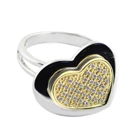 Diamond Double Hearts Ring 2-Tone Gold