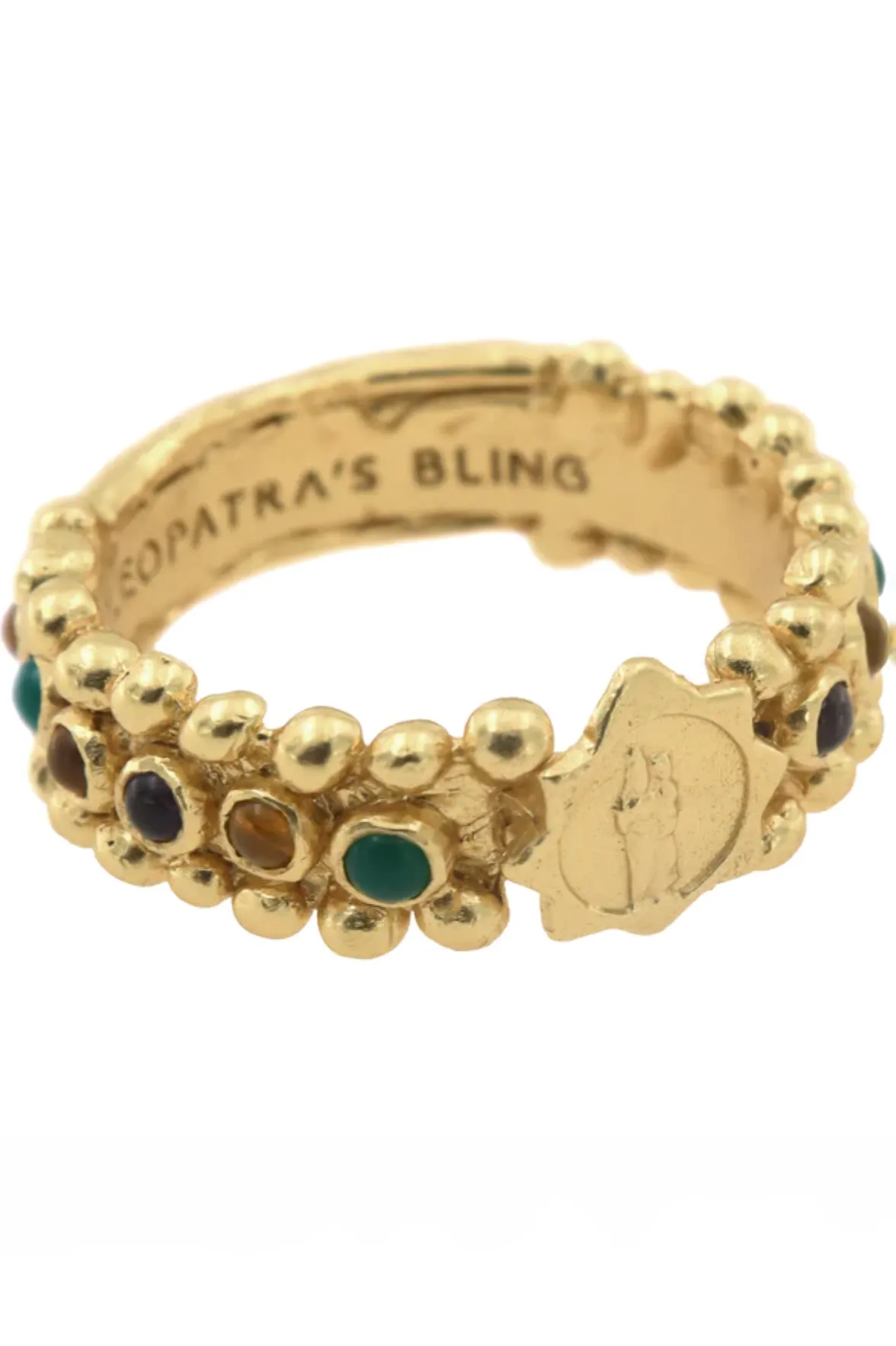 Dina Clarenza Ring with Tricolour Gems - Gold