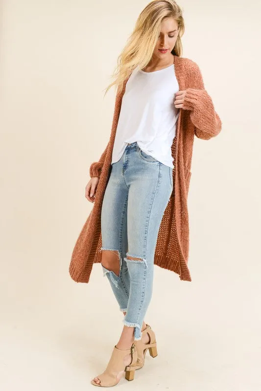 Faye Oversized Cardigan in Rust