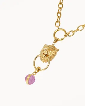 February Birthday Lion Habbata Charm Chain Set, Gold