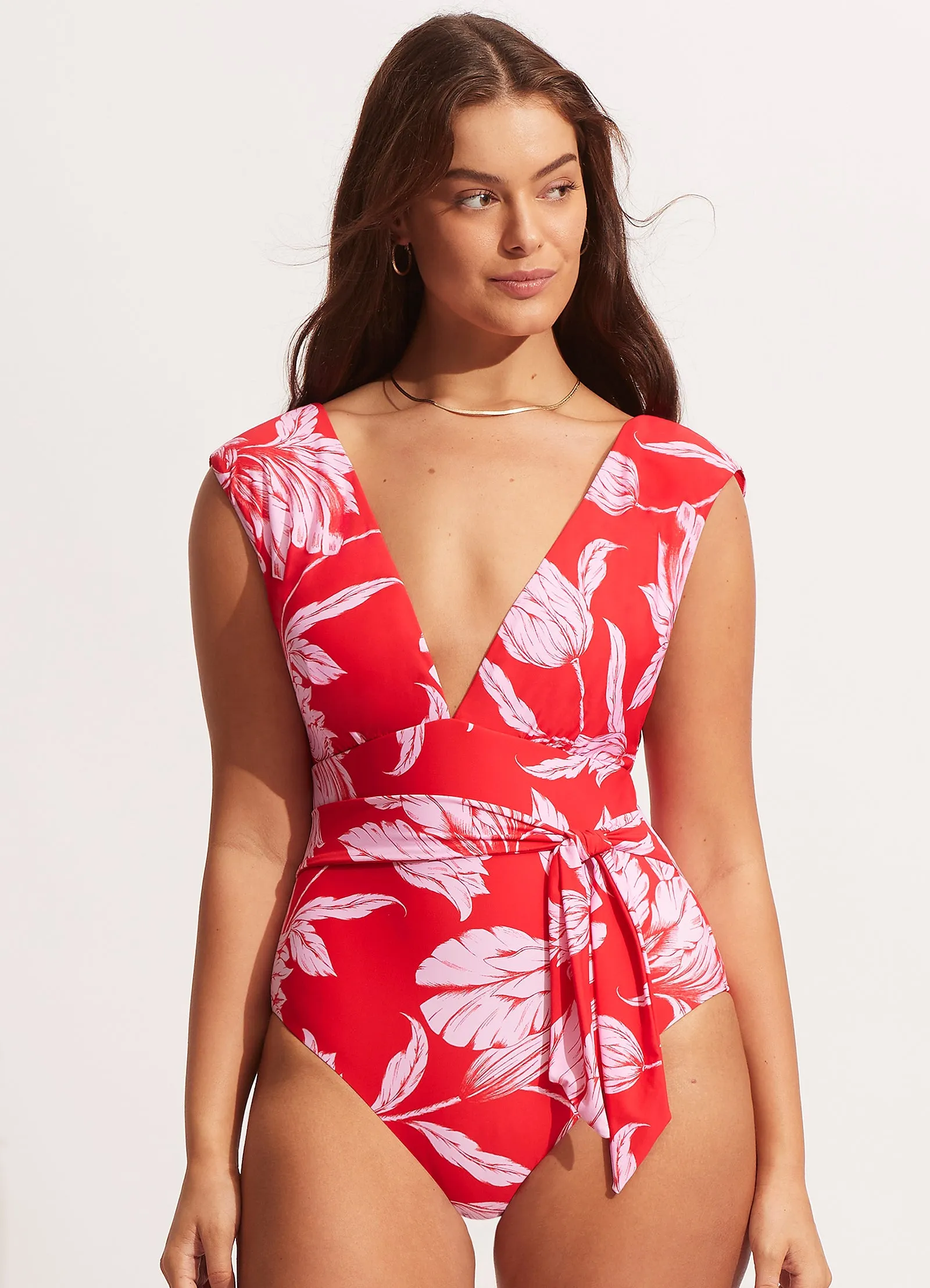 Fleur de Bloom V Neck One piece - Chilli Red