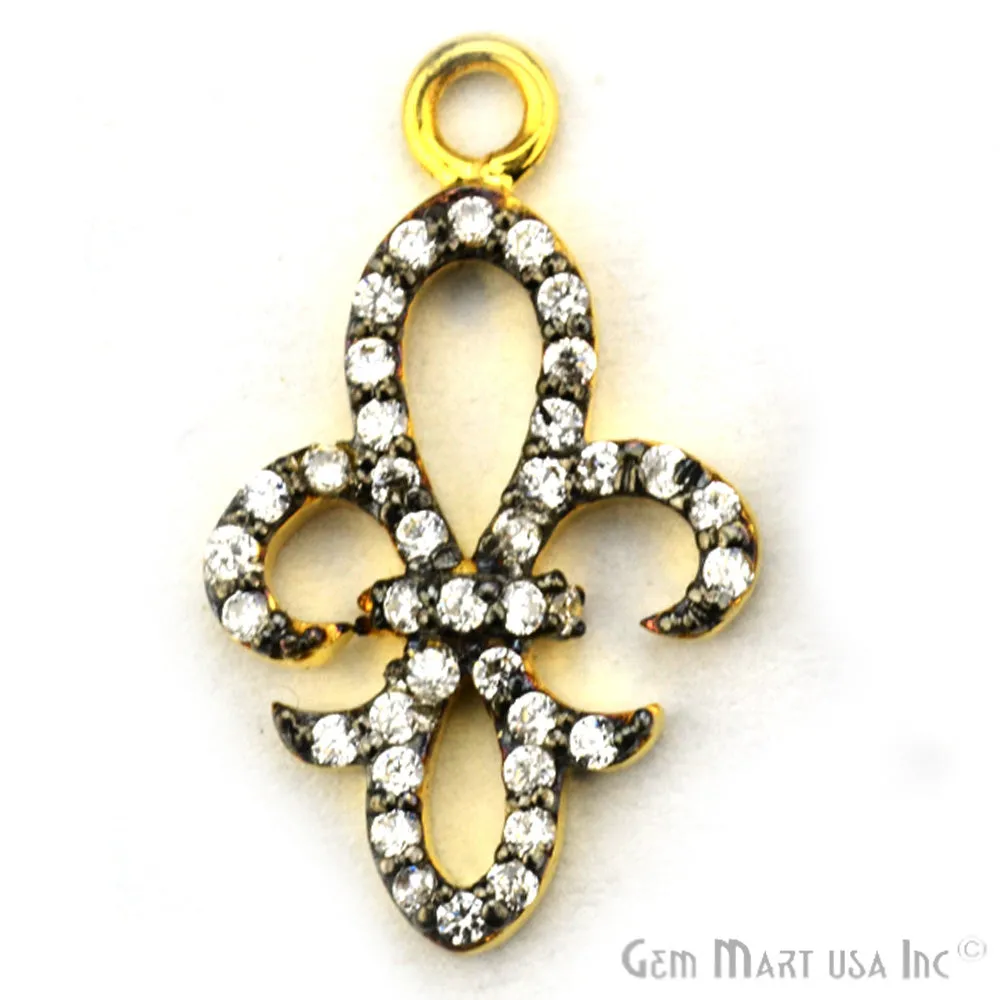 'Fleur de lis' CZ Pave Gold Vermeil Charm for Bracelet & Pendants