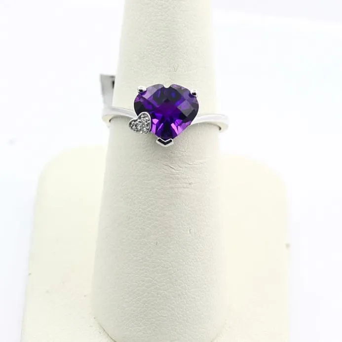 Heart Shaped Amethyst Ring