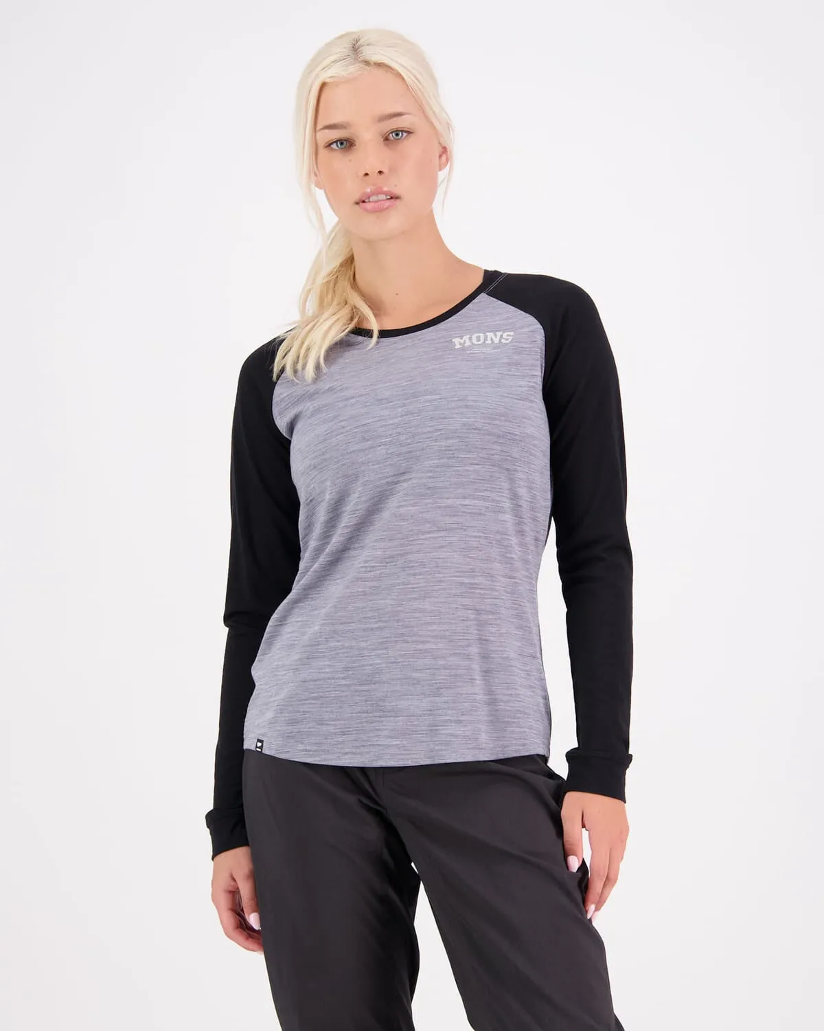 Icon Merino Raglan Long Sleeve - Grey Heather / Black