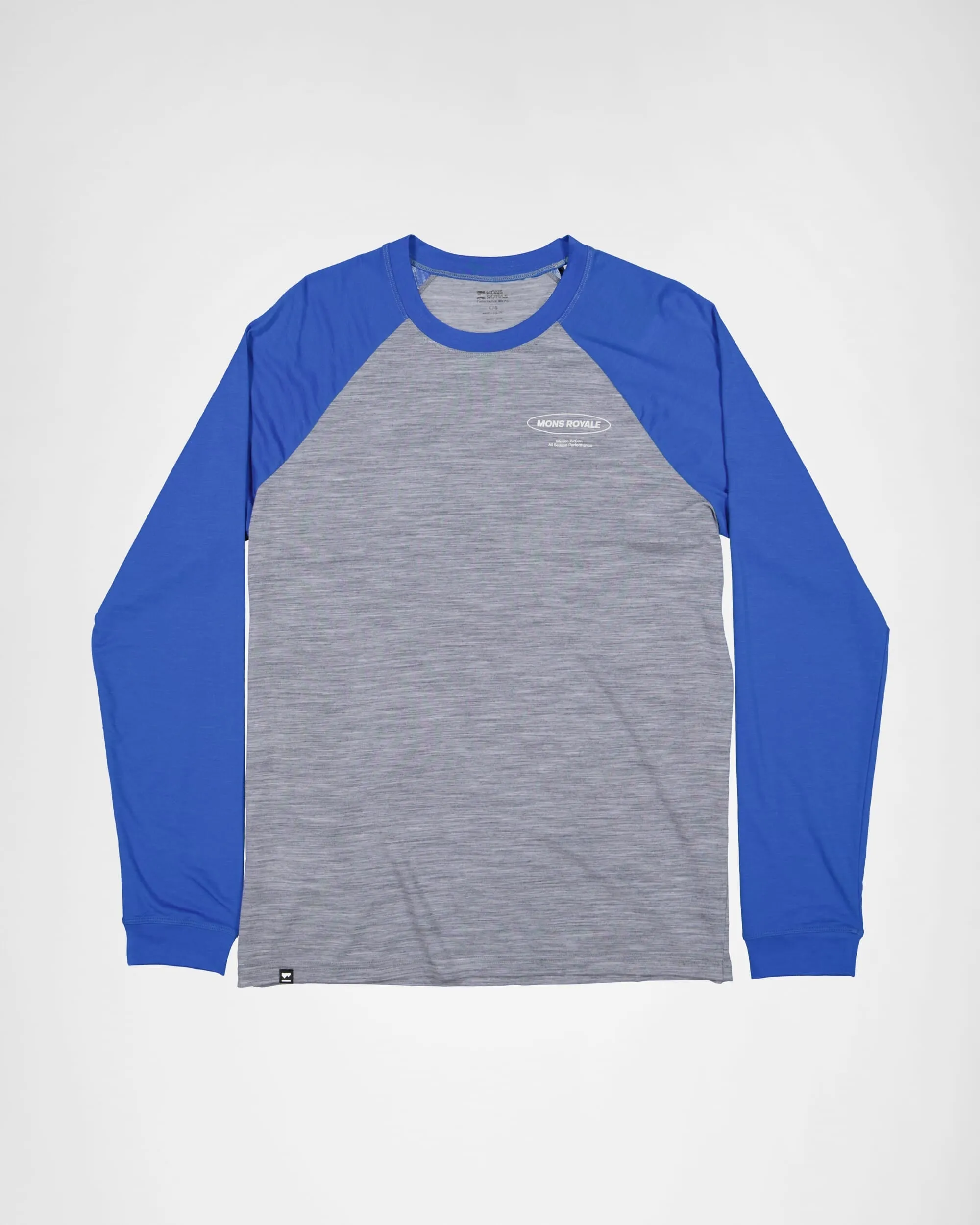 Icon Merino Raglan Long Sleeve - Grey Heather / Cobalt