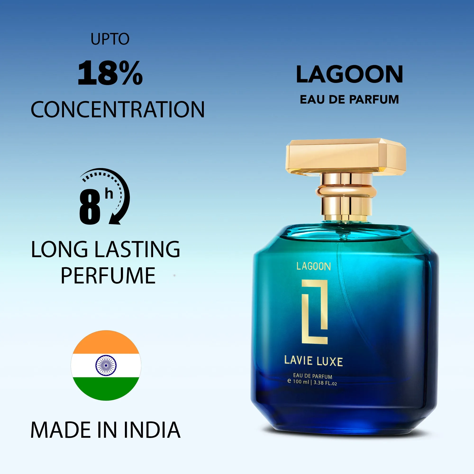 Lavie Luxe Lagoon Luxury Woman Eau De Parfum 100 ml ǀ  Perfume with scents Mandarin Orange, Lavender & Patchouli  -  Blue