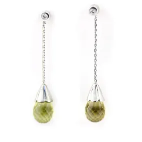 Lemon Quartz & Diamond Drop Earrings