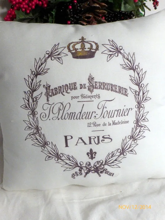 Paris pillow, Crown Pillow, French Country Decor