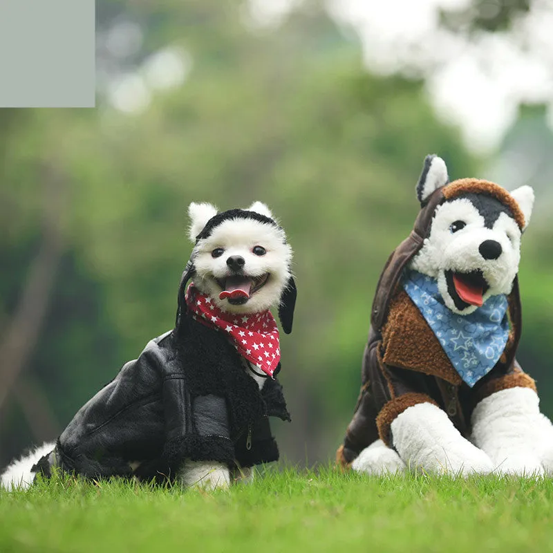 Punk Leather Sweater Dog Autumn And Winter Clothes