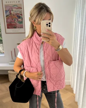 RAEGAN - Padded Gilet in Washed Pink