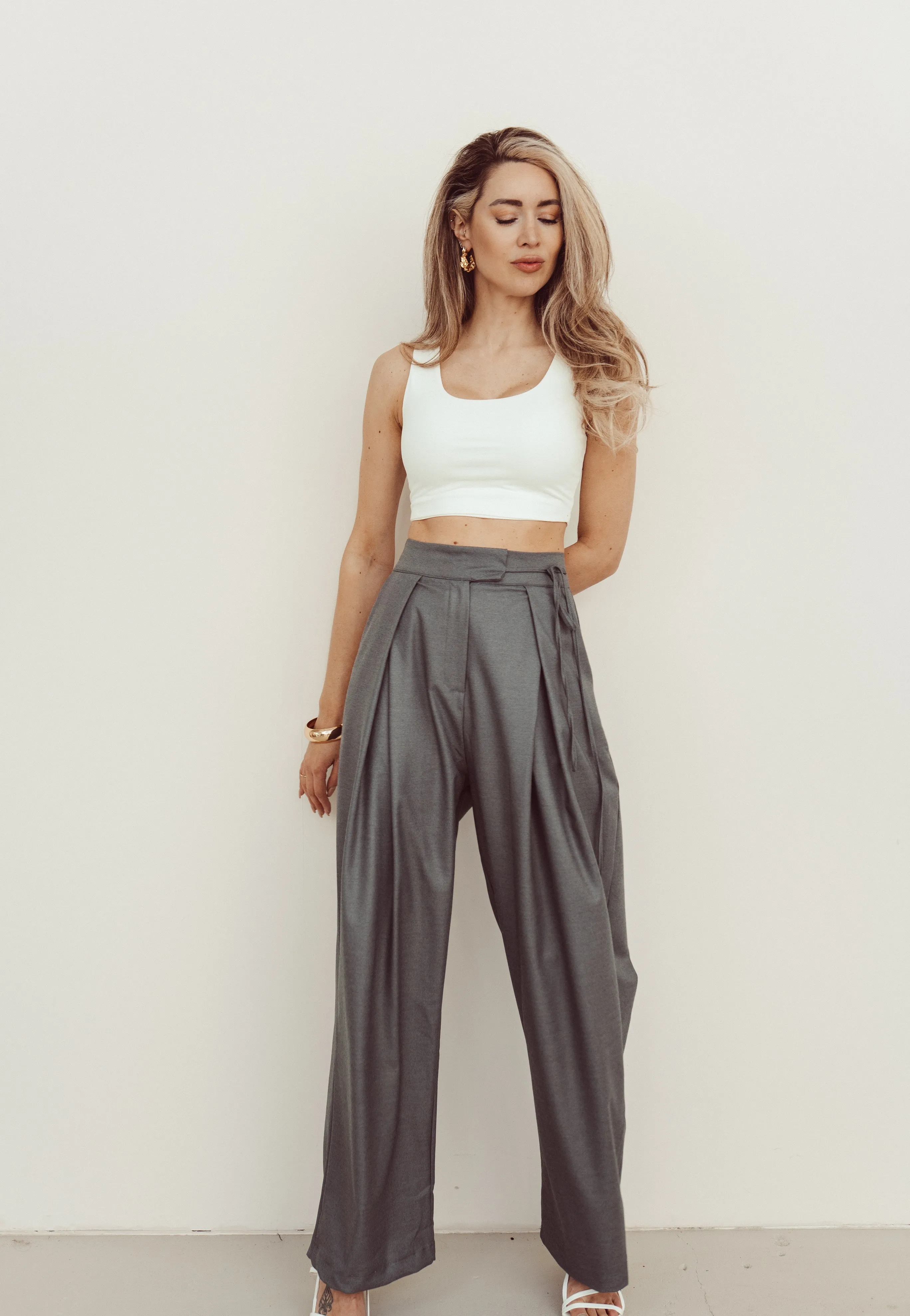 SALE - JAYDE Palazzo Pants in Smokey Grey