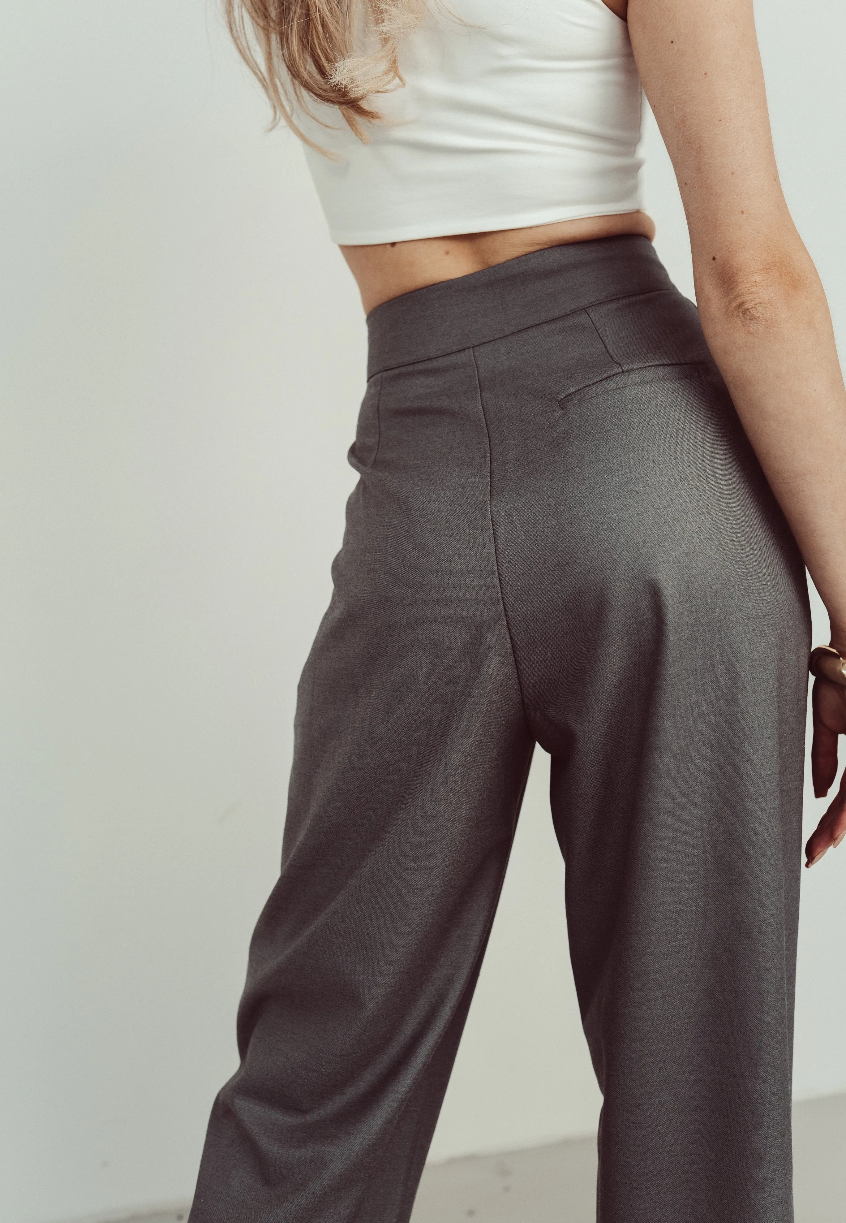 SALE - JAYDE Palazzo Pants in Smokey Grey